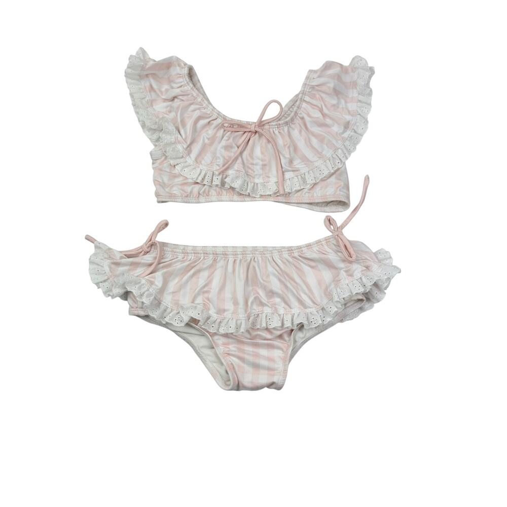 Wildling Well Dressed Wolf Pink Striped Bikini Swimsuit, Size 6